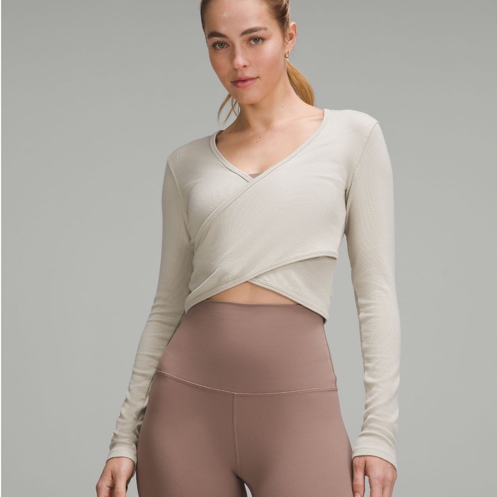 Lululemon Wrap-Front Ribbed Long Sleeve Top
